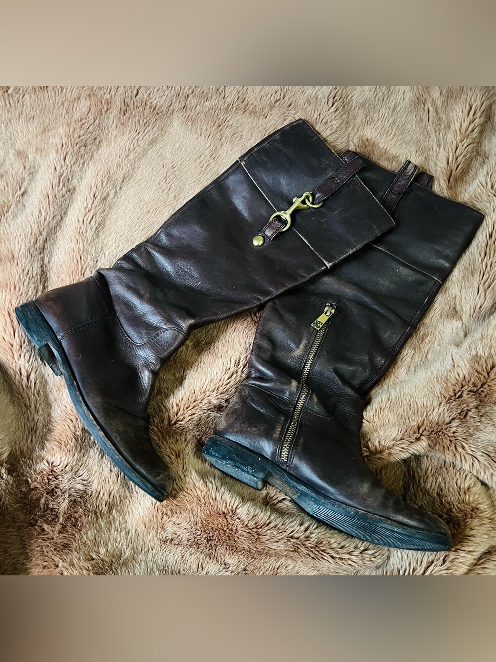 Coach Brown Leather Tall Boots – Size 8
